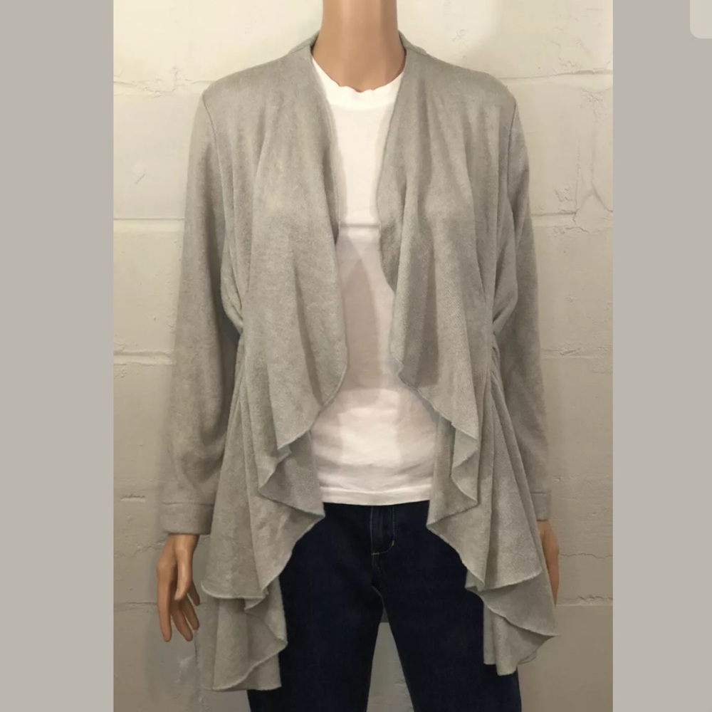 Soft Surroundings Sweater Cardigan Gray Waterfall